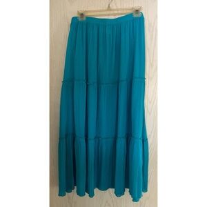 "OH MY" BLAIR GAUZE Womens Boho Hippie Cotton Turquoise Midi Skirt 2X NEW NO TAG